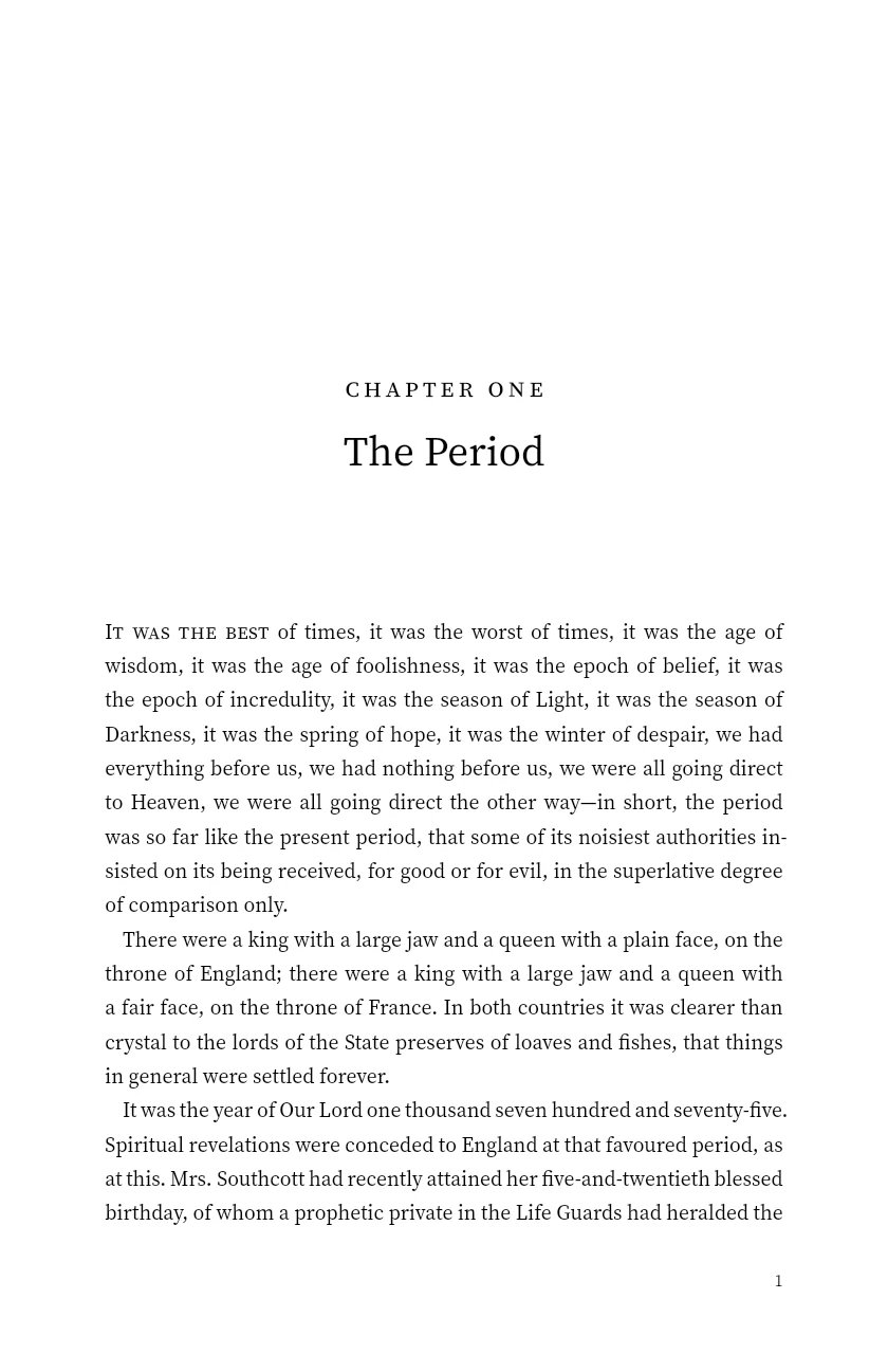 First typeset page of A Tale of Two Cities