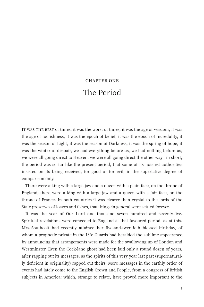 First typeset page of A Tale of Two Cities
