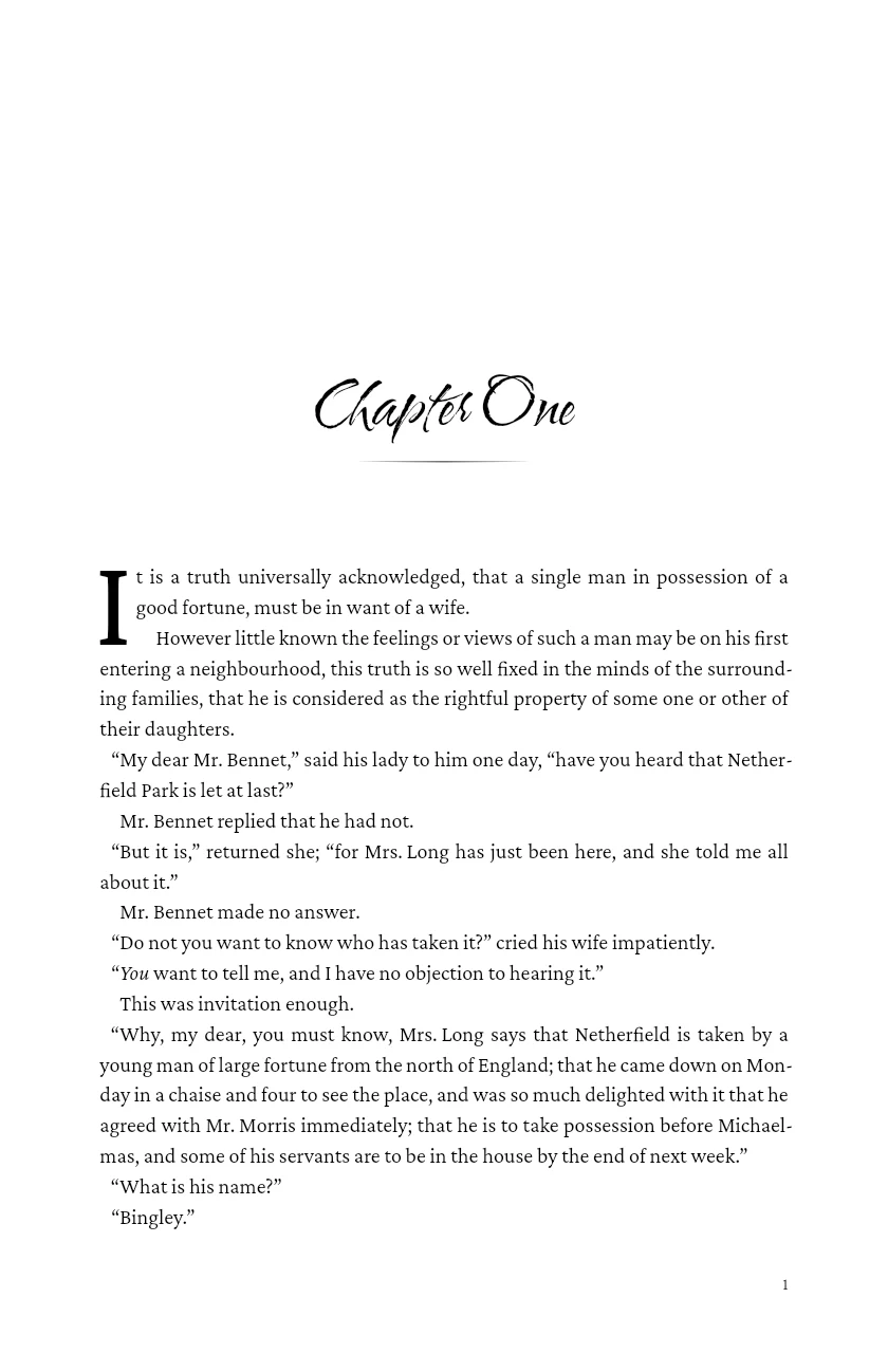 First typeset page of Pride and Prejudice
