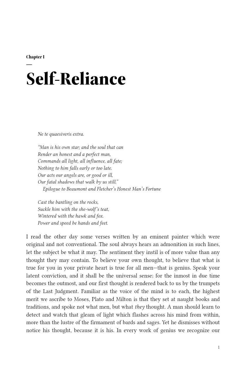 First typeset page of Essays