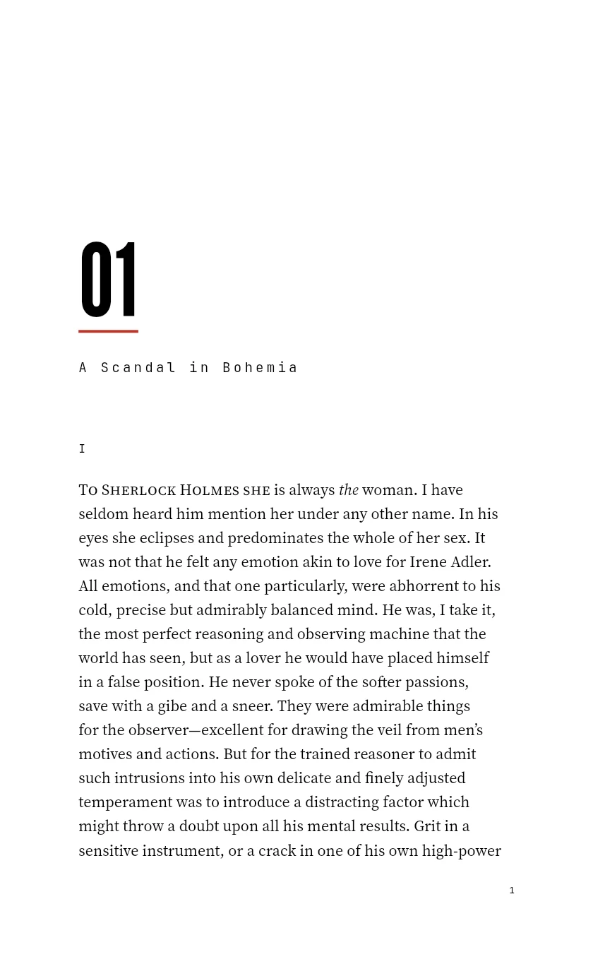 First typeset page of The Adventures of Sherlock Holmes