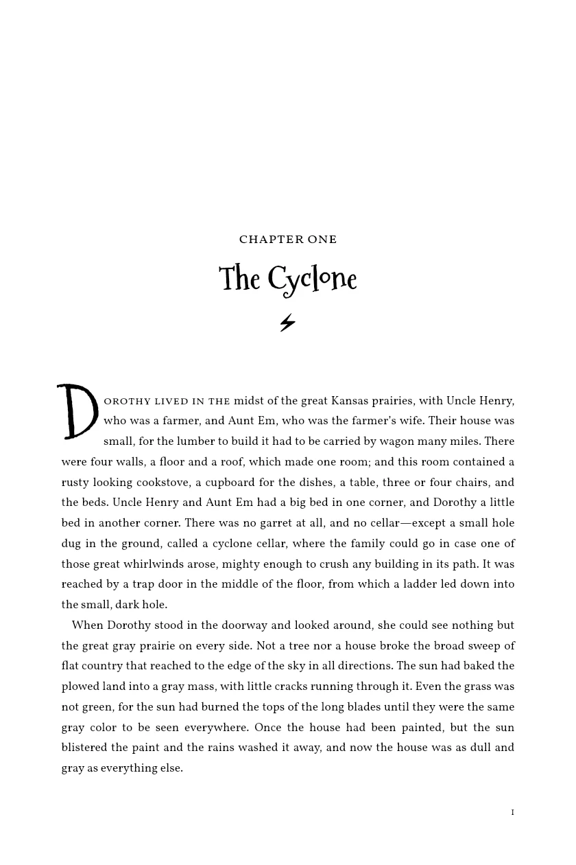First typeset page of The Wonderful Wizard of Oz